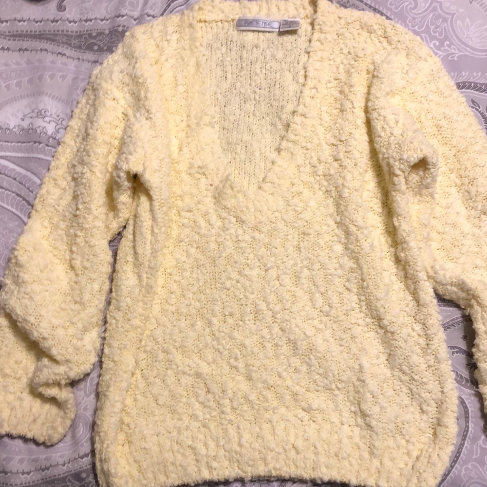 Pretense v neck textured medium weight sweater